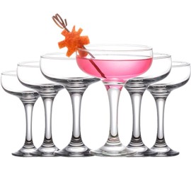 the mask el turko Martini Glasses, Champagne Cocktail Glasses, Elegant Coupe Cocktail Glasses, Long Stem Glassware (8oz /235ml) (6 Pcs (8oz))