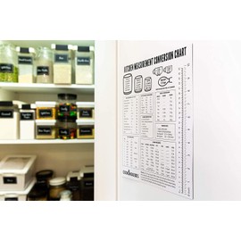 Kitchen Measurement Chart Baking Cooking Weight Liquid and Temperature Metric and Imperial Conversions White Vinyl Refrigerator Magnet