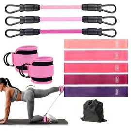 Ligas de Resistencia para Ejercicio, 11Pcs Juego de Bandas de Resistencia, Bandas de Tobillo para Entrenamiento, Equipo de Ejercicio de Glúteos para M
