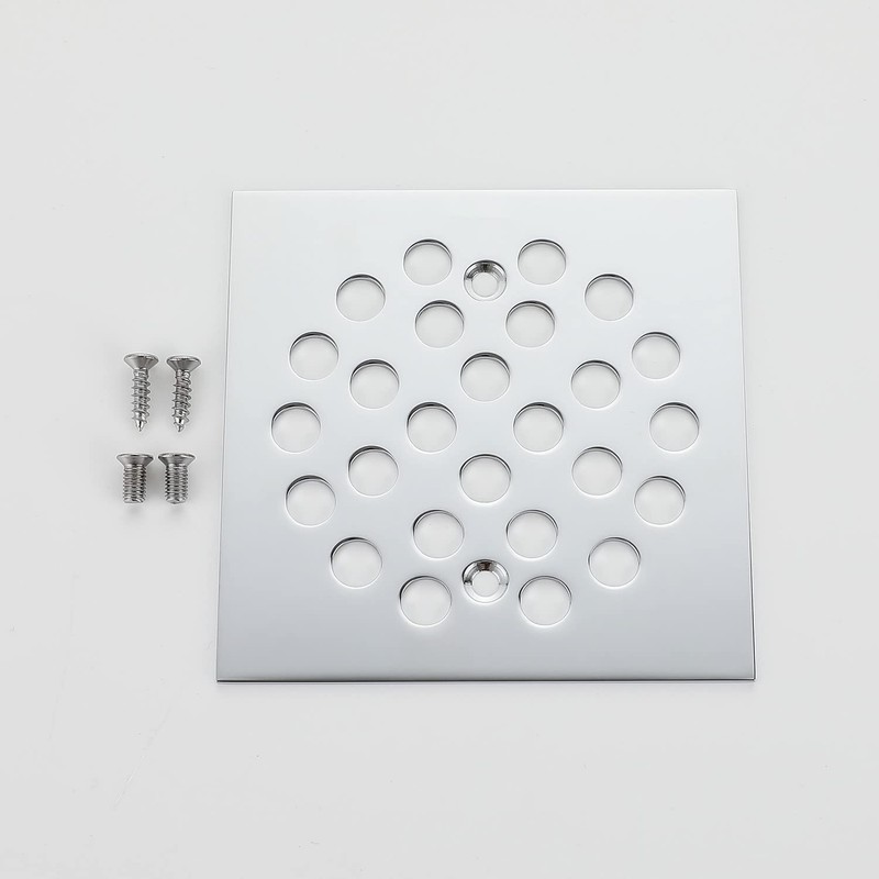 Square 4-1/4 Inch Screw-in Floor Drain Cover Replacement Stainless Steel