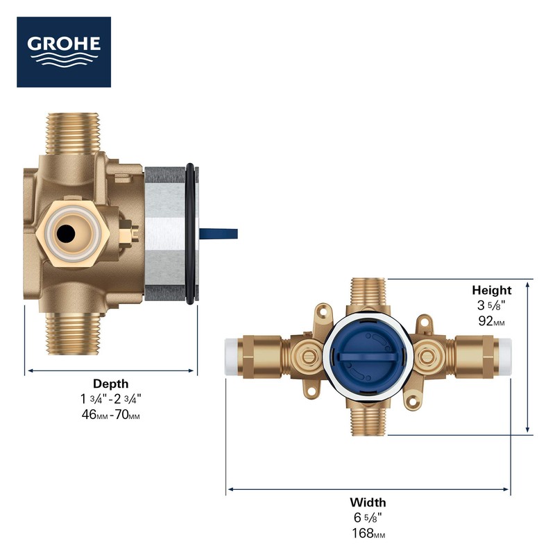 GrohSafe 3.0 Pressure Balance Valve Rough with Flush Plug with