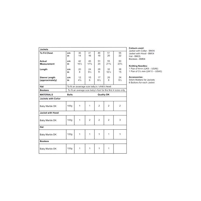 James Brett Double Knit Knitting Pattern for Baby Jacket Hat