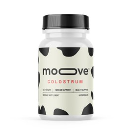 MOOVE Bovine Colostrum Capsules 1,000mg, Grass-Fed Dutch Cows, Immune & Gut Support, Natural Protein, Superfood Supplement for Vitality & Recovery, 60ct
