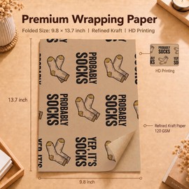SHSEEN Probably Socks Funny Wrapping Paper, 19.6 x 27.5 in, 2 Sheets