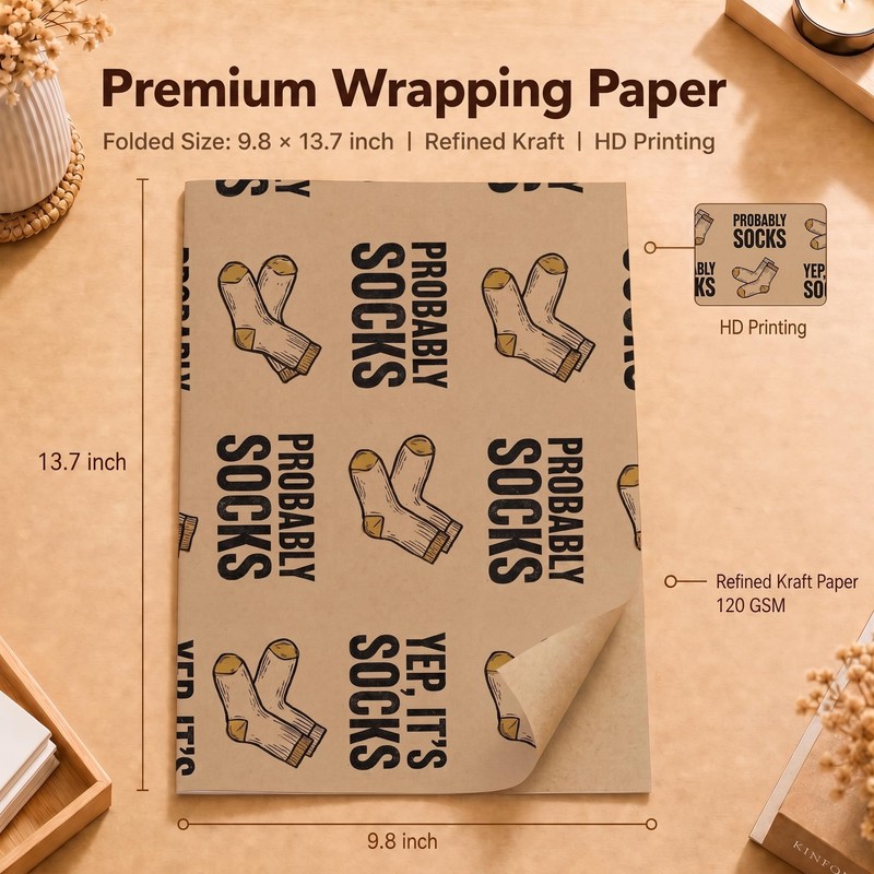 SHSEEN Probably Socks Funny Wrapping Paper, 19.6 x 27.5 in,