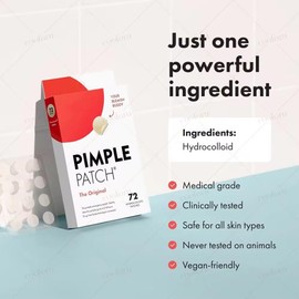 Pimple Patch - Hydrocolloid Acne Pimple Patch. Covers Acne and Blemishes for Face and Skin (72 Patches per box)