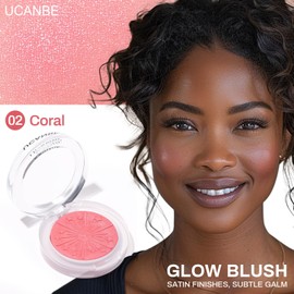 UCANBE Baked Blush for Cheek, Glow Blushing Palette - Seamless Silky Blendable Powder Blush Makeup Palette, Delivering Long Last Natural Ruddy Complexion, 02 Coral