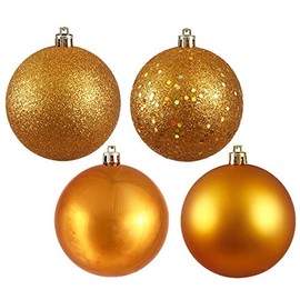 Vickerman 6" Antique Gold 4-Finish Ball Ornament Assortment, 4 per Box