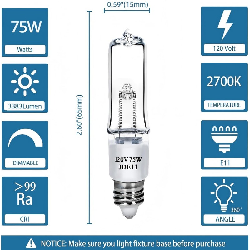 Lachesan JDE11 120V 75W T4 Mini Candelabra Base（Replacement E11 Led