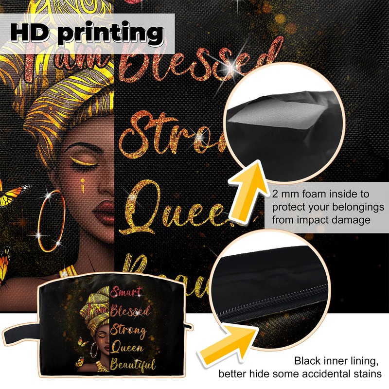 Fzryhaika African American Makeup Bag, Black Women Cute Cosmetic Bag