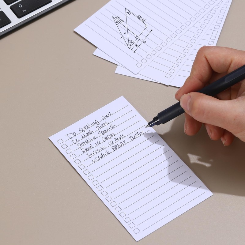 Vertical Ruled Index Cards 3x5 with Check Boxes,Double Sided Ruled