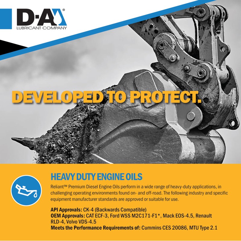D-A LUBRICANT COMPANY 52104, Reliant Heavy Duty Engine Oil SAE