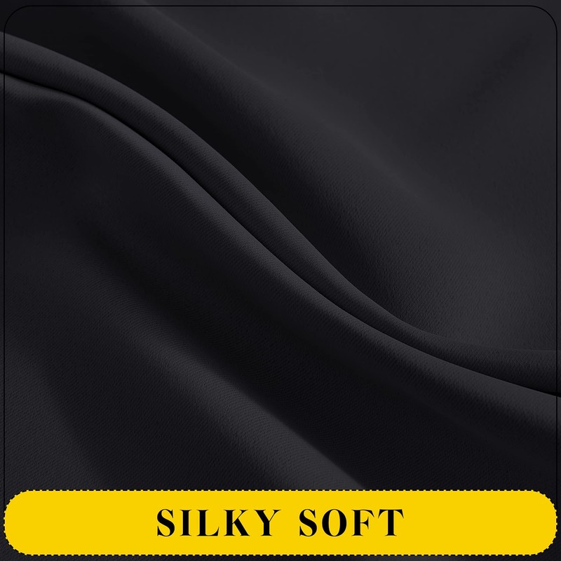 NICETOWN Black Blackout Curtains with Attached Valance, Solid Room Darkening