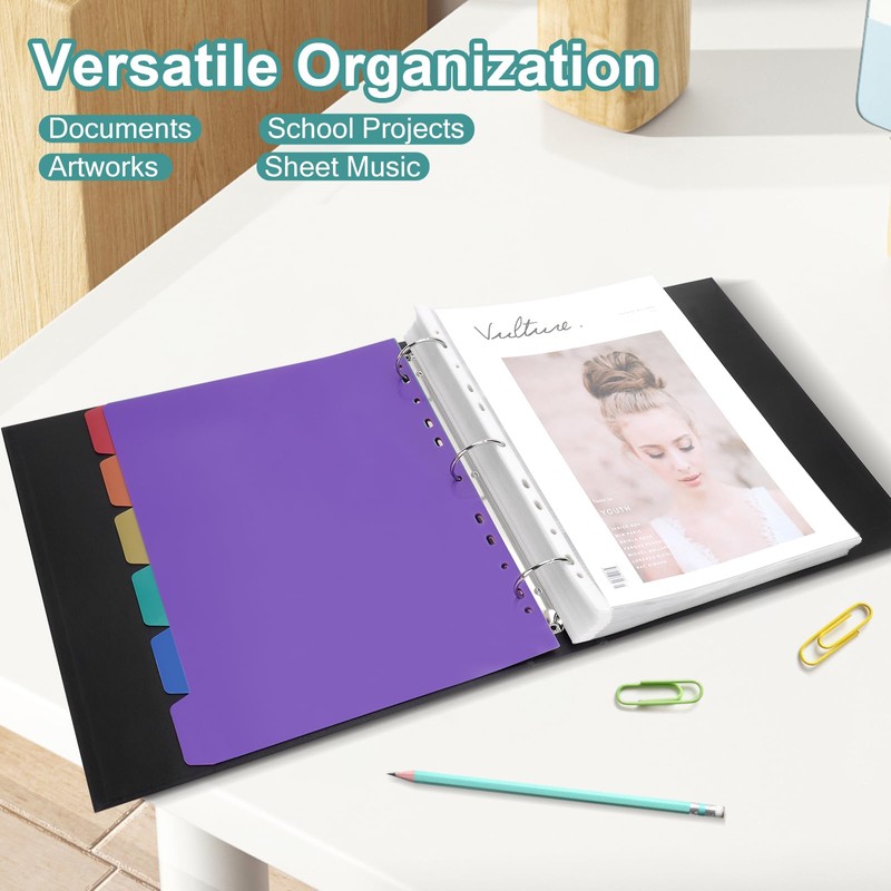 Uquelic Binder with Plastic Sleeves for Letter/A4 Size (11'' x