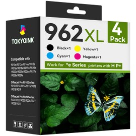 962XL Ink Cartridges Combo Pack Replacement for HP hp962 962 XL Ink Cartridges Works with OfficeJet Pro 9010e 9012e 9014e 9015e 9018e 9019e 9020e 9022e 9025e 9028e Series (962XL-4P, BK/C/M/Y)