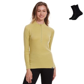 MERINNOVATION Merino Wool Base Layer for Womens Wool Half Zip Sweater Midweight 240gsm