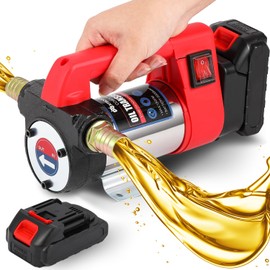 Mxmoonant 12GPM Cordless Diesel Transfer Pump, Electric Oil Change Pump, Portable Self Priming Fuel Transfer Pump, with Two 2000mAH Lithium Battery, for Kerosene Boat Truck