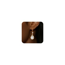 Gold Drop Earrings for Women Trendy Leverback Gold Dangle Earrings with Cubic Zirconia Charm Dangle Drop Earring Jewelry Hypoallergenic