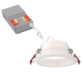 Juno Canless LED Wafer Light, Round Wafer Downlight, 5-in-1 Switchable White Color Temperature, Adjustable Brightness, Deep Regressed Smooth Trim, 4-Inch, White (WF4 Dreg SM ALO19 SWW5 90CRI MW M6)