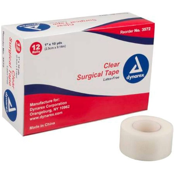 Tape Transparent Surgical 1 Inch x 10 Yards, Dynarex 3572, 1 Roll