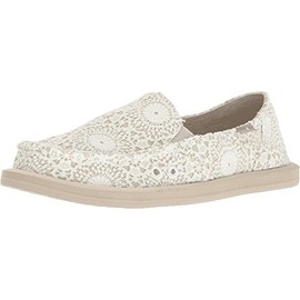 Sanuk Women's Donna Crochet Loafer Flat, white/oatmeal, 07 M US