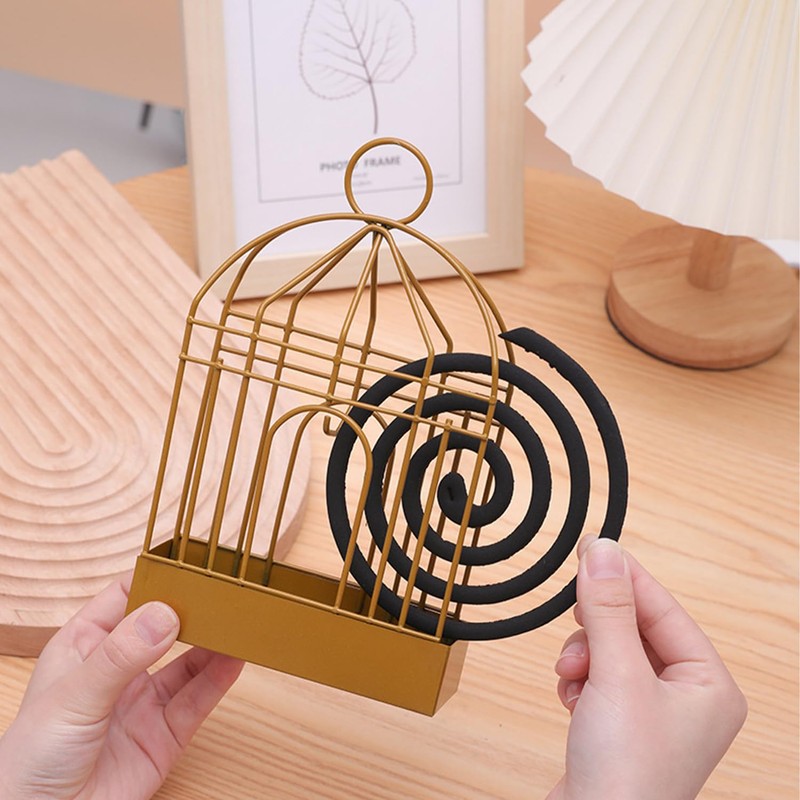 [Queen-b] 蚊取り線香 ホルダー 鳥かご型 虫除け 線香 おしゃれ 安全 線香立て ステンド
