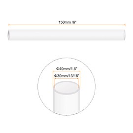 Rebower 6 Inch Clear Plastic Pipe 30 mm x 40 mm (1 3/16 Inch x 1.6 Inch) Acrylic Tube Round Polycarbonate Pipe, [for Hydraulics, Aquarium, DIY]
