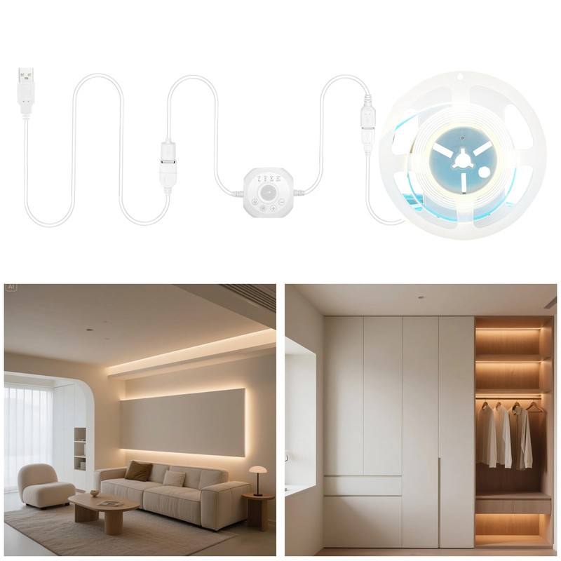Clearhill 5V USB Motion Sensor Dimmer 320LED Strip Lights,Day or