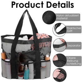 MBAIYO Mesh Beach Bag with Bag, Mesh Beach Bag for Sand Toys, Foldable Handbags with Zip, Waterproof Swimming Bag, Black, Mesh Bag for Beach, Holiday, Travel, Gym, black
