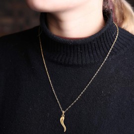 My Shape Gold Plated Italian Horn Pendant Necklace Women Jewelry Gold No_Stone, Zinc, No Gemstone