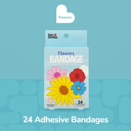 BioSwiss Bandages, Flowers Shaped Self Adhesive Bandage Set, Latex Free, Sterile Wound Care, 24 Count
