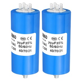 PATIKIL CBB60 70uf Running Capacitor,2Pcs AC 250V 4Pins 50/60Hz Cylinder Bottom with Screw 110 x 50mm for Washing Machine,Cleaning Machine Motor Star