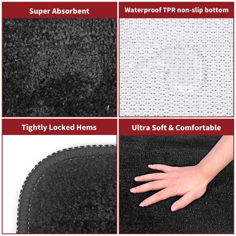 Vinsani Bath Mat Non Slip Bathroom Mat Thickened Fluffy Microfiber