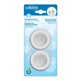 Dr. Brown's Natural Flow Baby Bottle Storage Travel Caps, Wide-Neck, Pack of 2, White