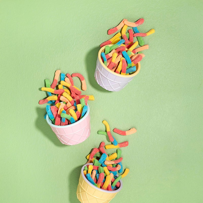 Kervan Candy Bebeto Sour Neon Worm Gummies - Fruity, Soft