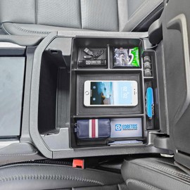 EDBETOS Power Sliding Console Organizer Compatible with 2021-2024 2025 2026 Chevy Tahoe Suburban/GMC Yukon Accessories Armrest Box Insert Tray,(NOT Fit Standard Console with charging socket),Black