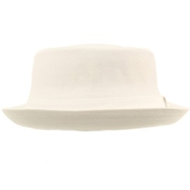 Men's Everyday Cotton All Season Porkpie Boater Derby Fedora Sun Hat L/XL White