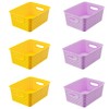Small Plastic Baskets 6-Pack, Open Storage Weave Baskets Mixed Color,