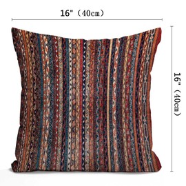 Nphuriy Turkish Pillow Cover 16x16 Inch, Vintage Persian Oriental Turkish Carpet Pattern Double Sided Decorative Pillow Case Cotton Linen Cushion Cover Decor 16x16 Inch Pillowcase for Home
