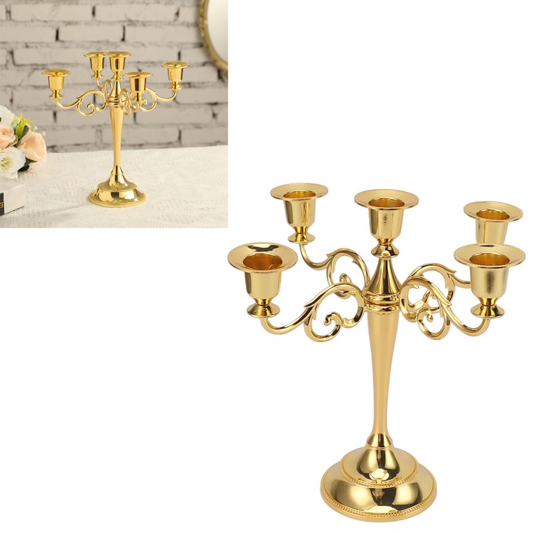 5 Arm Candlestick Holder Iron Retro Decorative Candle Holder Centerpiece