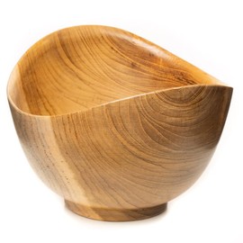 Rainforest Bowls Set of 2 Javanese Teak Wood Small Wavy Menbachi Noodle Bowl - 6" Diameter- Hot & Cold Friendly, Ultra-Durable- Japan-Inspired Custom Design Handcrafted by Indonesian Artisans