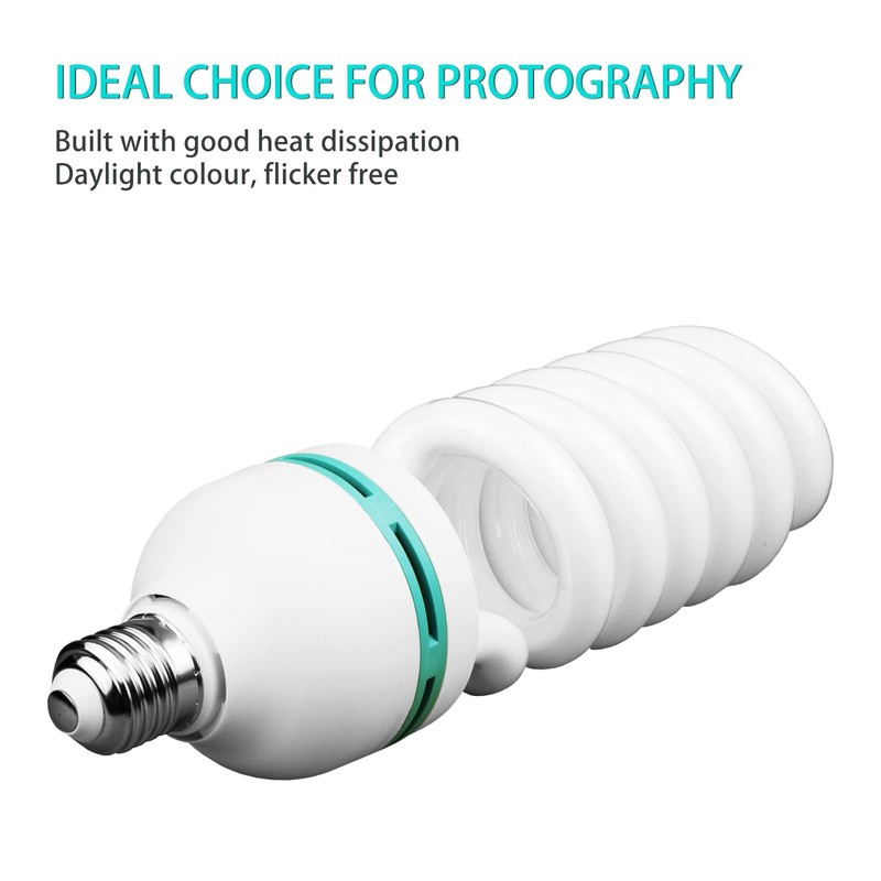 BOLLUMA Photography Daylight White E27 Lighting Lamp Softbox Bulbs 50W