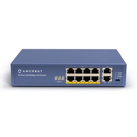 Amcrest 9-Port POE+ Power Over Ethernet POE Switch with Metal Housing, 8-Ports POE+ 802.3at 96w (AMPS9E8P-AT-96)