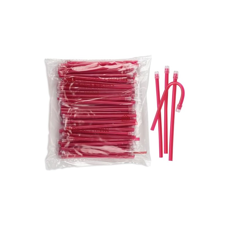 Practicon Red Color-Flex Disposable Saliva Ejectors, Dental Evacuation Suction Tips,