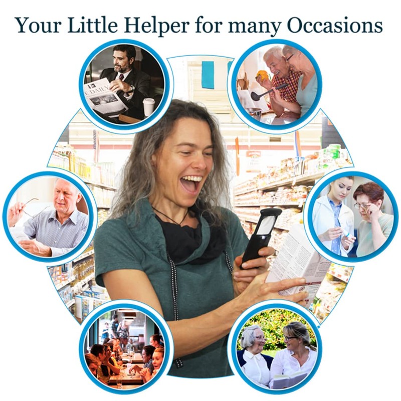 EasY Magnifier Small Pocket Magnifying Glass 3.0X Magnification with LED