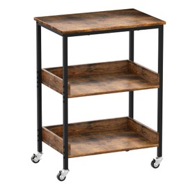 Kitchen Microwave Cart, 3 Tier Rolling Utility Cart on Wheels Coffee Cart, Storage Islands for Living and Kitchen Room