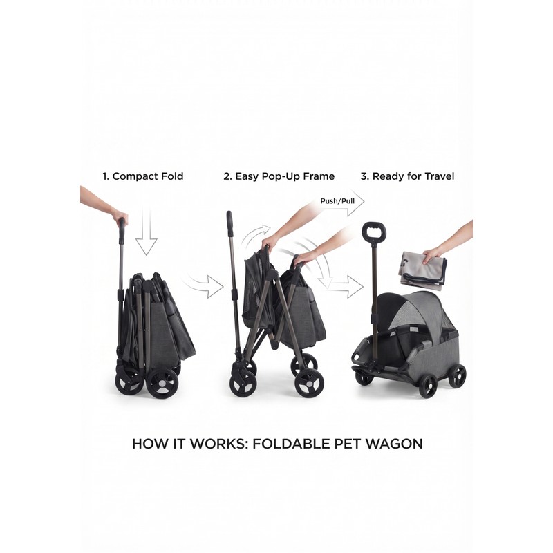 Lightweight Pet Stroller for Dogs & Cats, 7kg Capacity