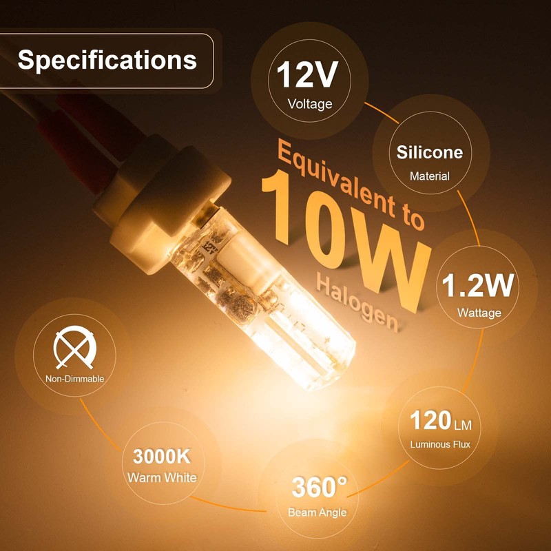 DiCUNO G4 LED Bulbs 12V 1.2W T3 10W Halogen Bulbs