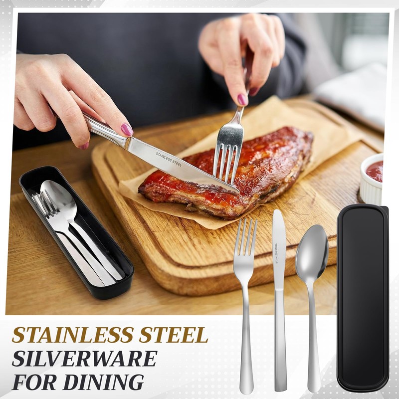 Lothee 20 Pack Travel Utensils with Case Reusable Stainless Steel