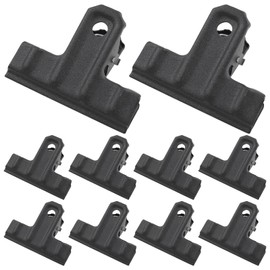 Bivethoi 10 Pack Black Metal Clips 2 Inch Large Hinge Clips, Big Chip Clips Bag Clips Food Clips Heavy Duty Photo Paper Clip, File Clamps Picture Binder Clips for Drawing Board Office Kitchen